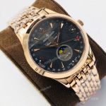 (JLF) Replica Jaeger Lecoultre Master Calendar Moon Black Dial Rose Gold Watch